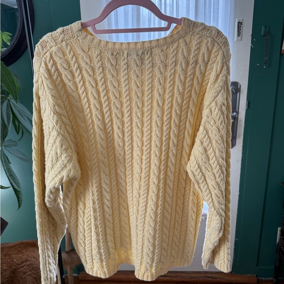 VTG Eddie Bauer Yellow Cable Knit Sweater - Picture 3 of 3